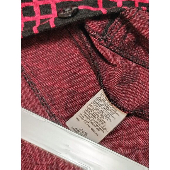 Cafe Au Lait Womens Button Front Black/Red Plaid Vest Medium Zip Pockets Stretch - Picture 9 of 9